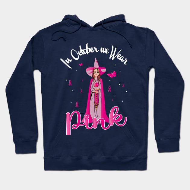 In October we Wear Pink Halloween Witch Hoodie by TeeTees